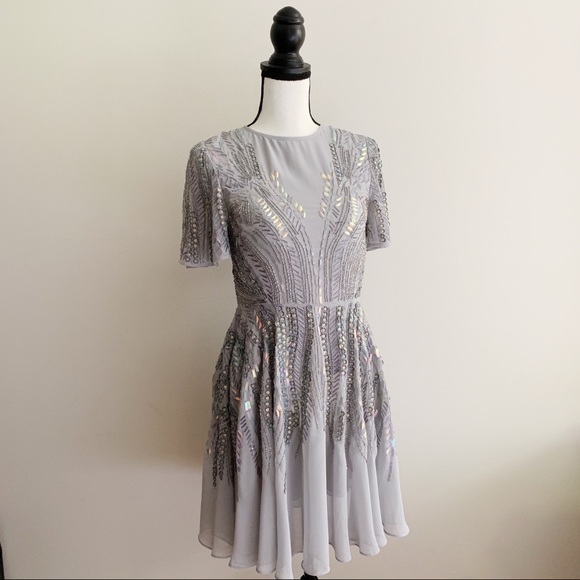 ASOS Dresses & Skirts - NWT ASOS 6 Gray Beaded Sequins Cocktail Dress